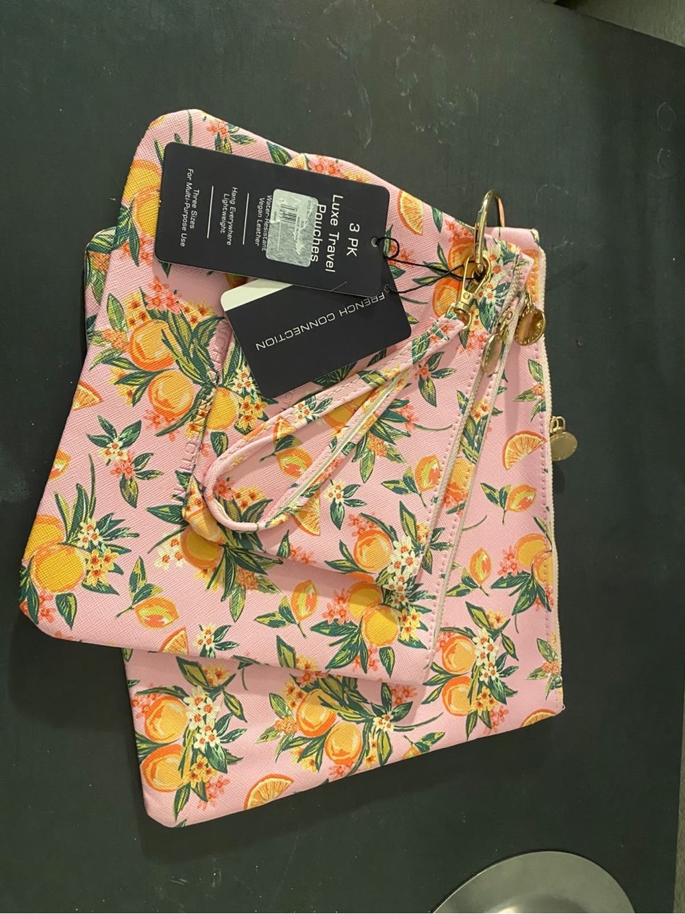 French Connection Pink Citrus Floral Wristlet Set